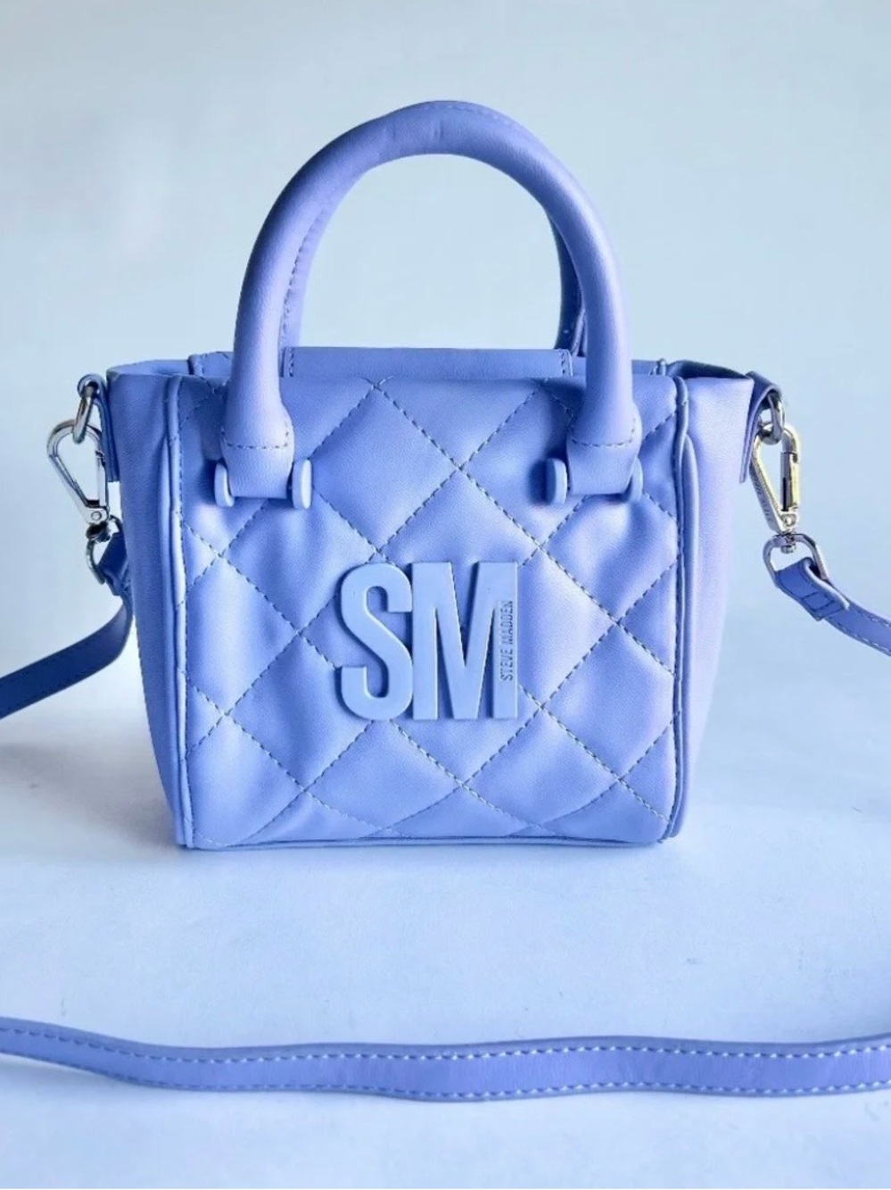 Steve Madden Lavender Polyurethane Leather Small Crossbody Shoulder Bag Tote